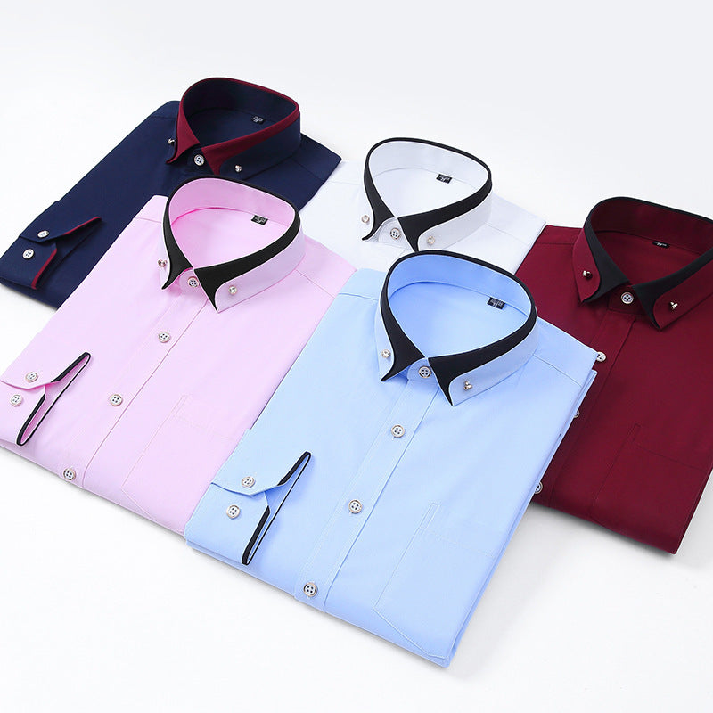 Men's Contrast Collar Long Sleeve Shirt – Non-Iron