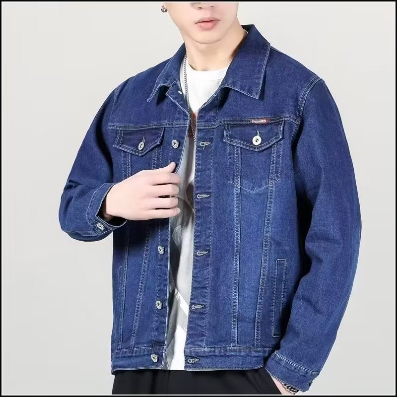 Men's Denim Coat Spring Autumn Loose Casual Lapel Jacket