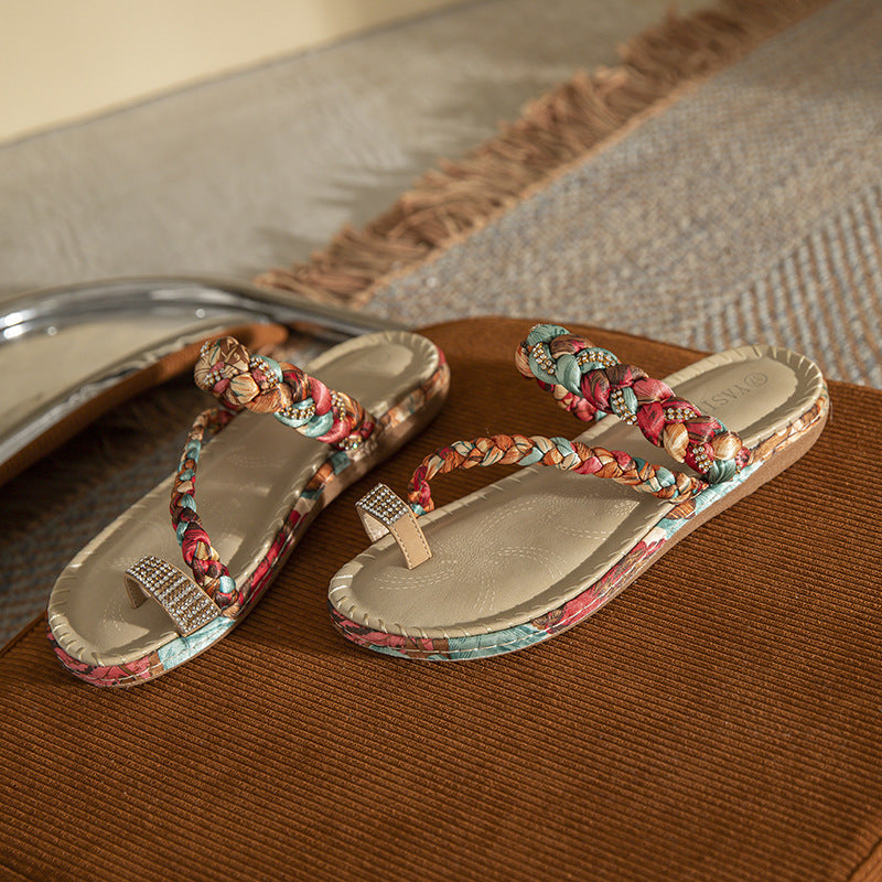 New Bohemian European Fashion Wooden Beads Sandals