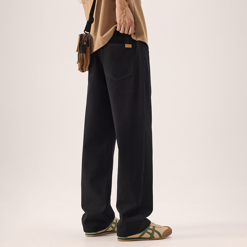 Men’s Cotton Fleece-Lined Straight-Leg Casual Pants Autumn Winter