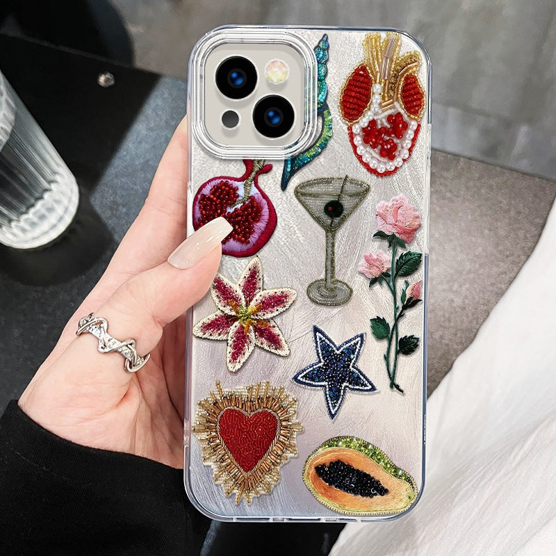 Pomegranate Star Feather Case for iPhone 14–16 Pro Max