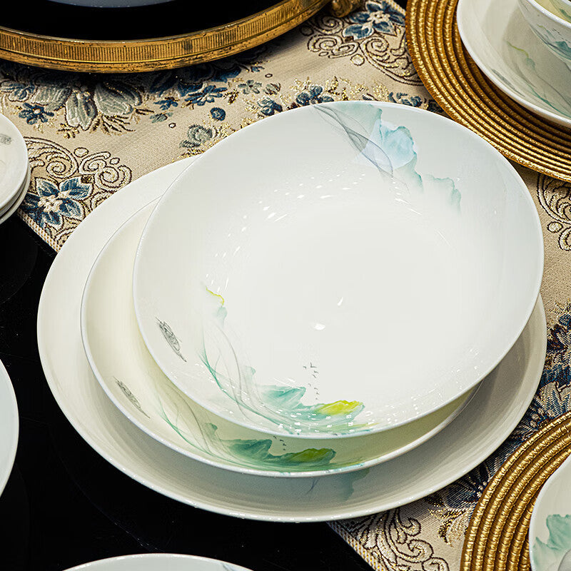 Tangshan Bone China Deep Soup Plate for Household Dining