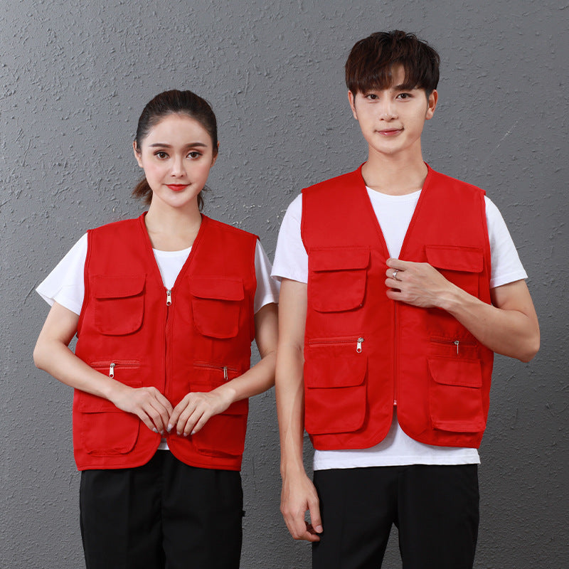 Billiard Club Work Vest – Logo Embroidered Multi-Pocket Waistcoat