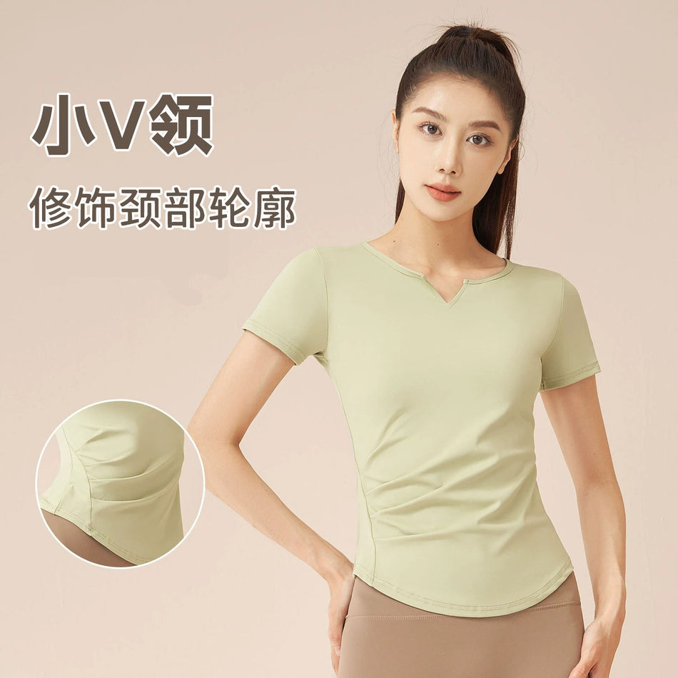 V-Neck Slim Women’s Quick-Drying Pilates & Yoga T-shirt