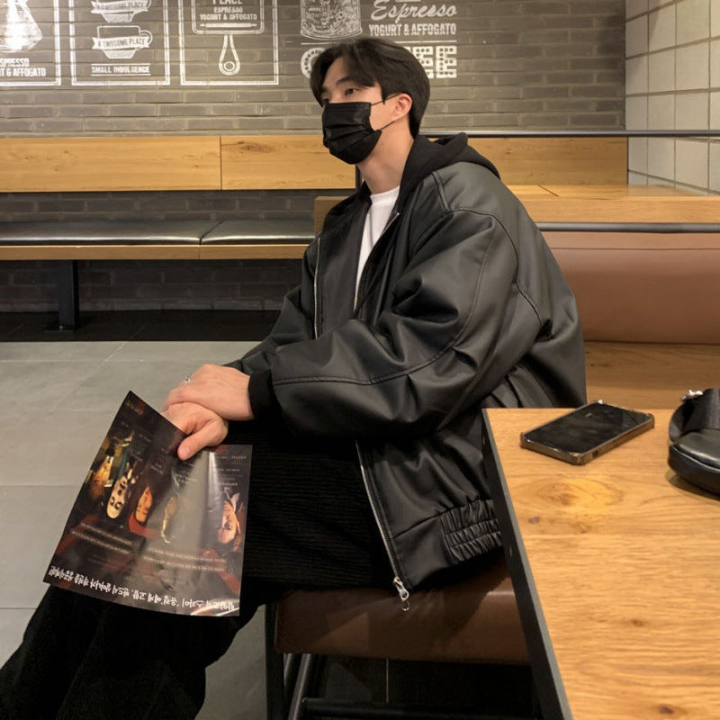 Men’s Autumn Winter Business Casual PU Leather Jacket