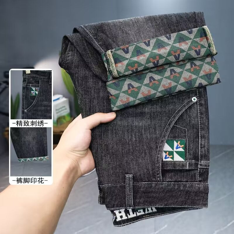 Men's High-End Printed Denim Shorts
