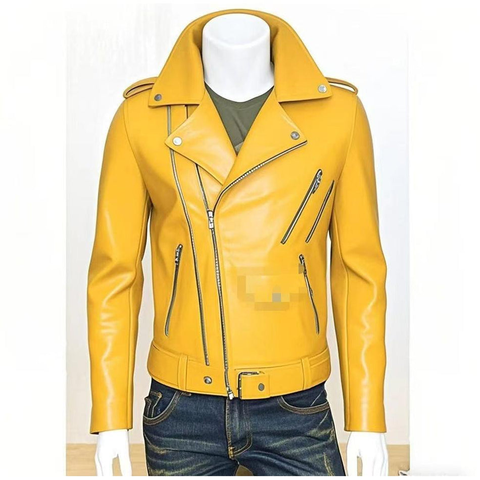 Plus-Size Korean Men’s Leather Jacket | Autumn Winter Motorcycle