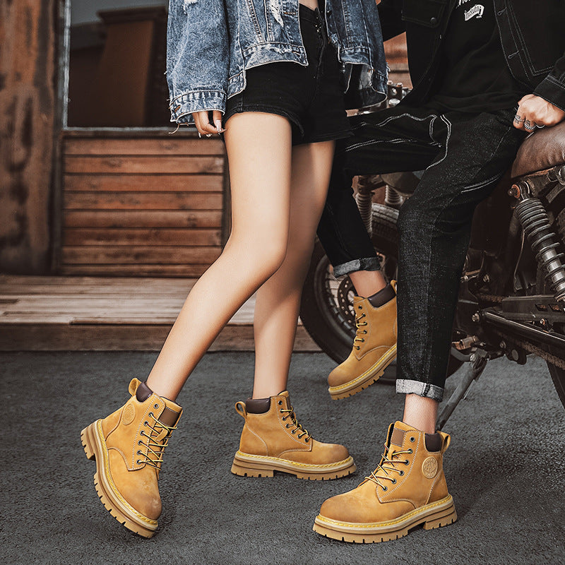 Men’s Yellow High-Top Fleece-Lined Martin Boots