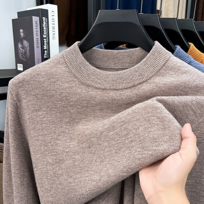 Men's 100% Wool Half-High Collar Sweater – Autumn Winter Warm