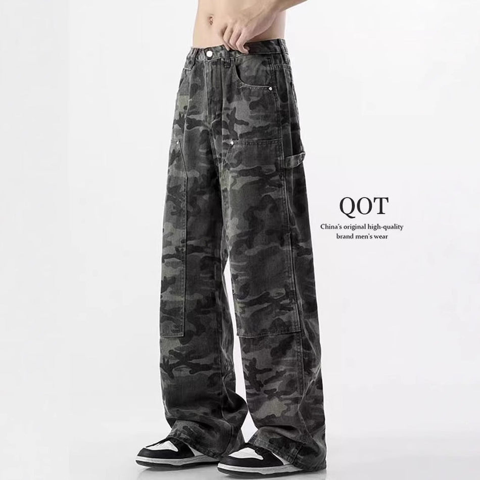 American Camouflage Wide-Leg Men’s Cargo Jeans