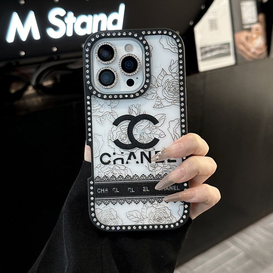 Transparent Chanel-Style Sparkle Phone Case