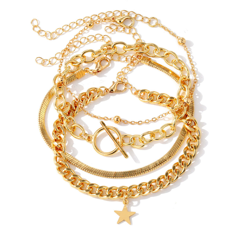 Bohemian Pearl Love Chain Bracelet Set for Women