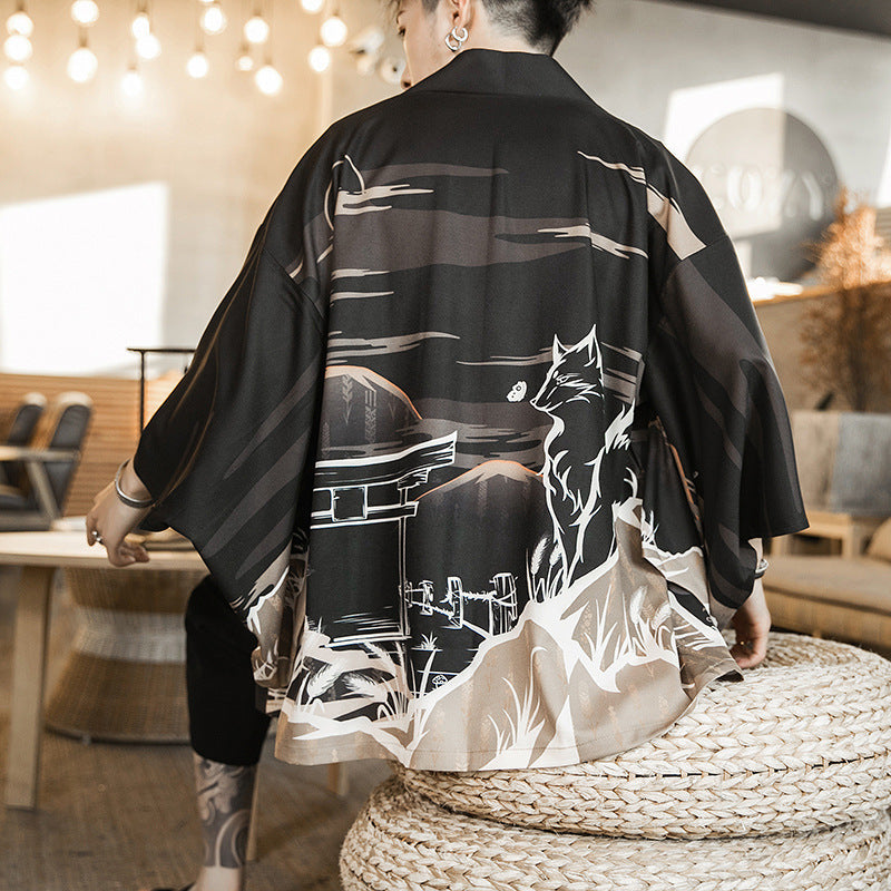 Men’s Antique Ukiyo-e Kimono Hanfu Cardigan Robe