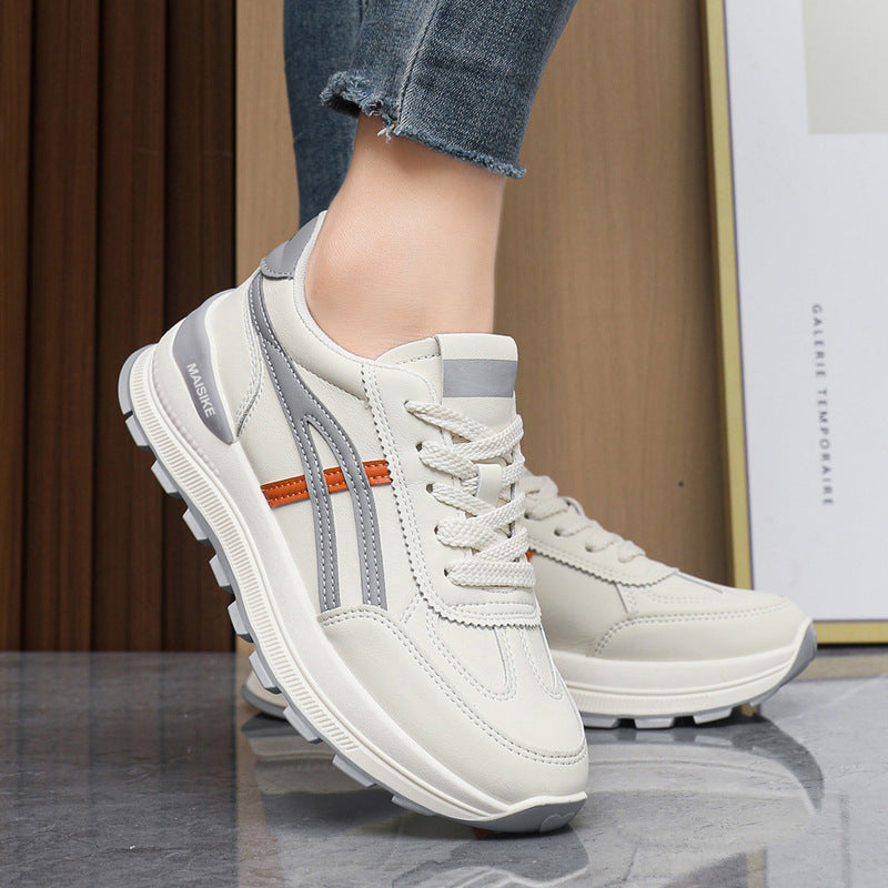 STOCK-Fashion Cross-Border Women's Soft Leather White Shoes White