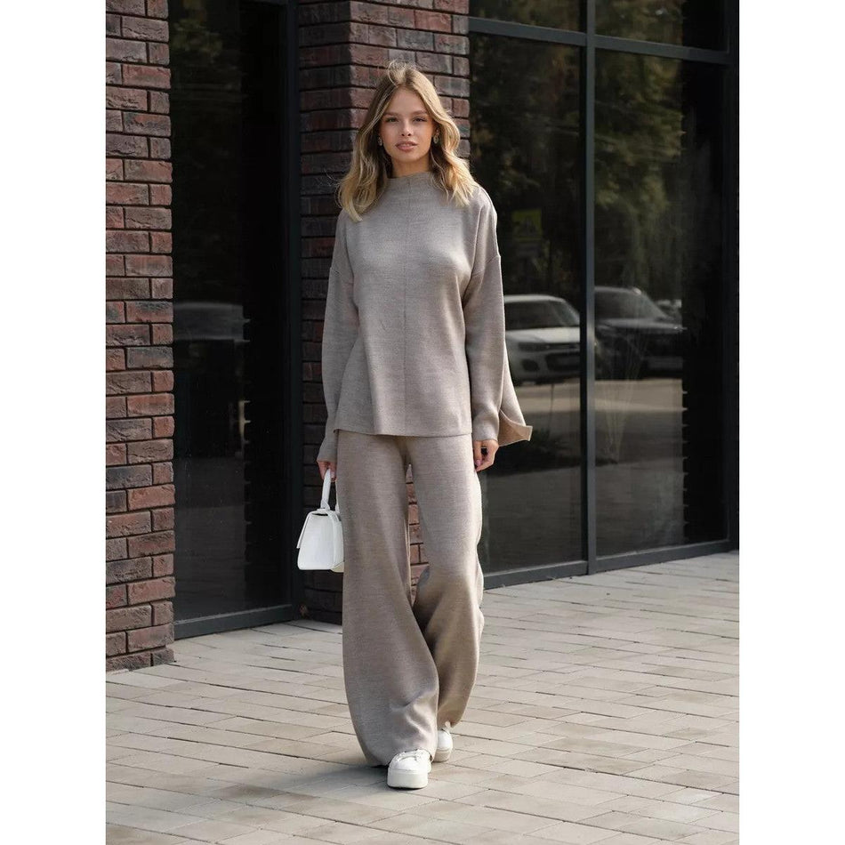 Women’s Knit Sweater + Wide-Leg Pants 2-Piece Set