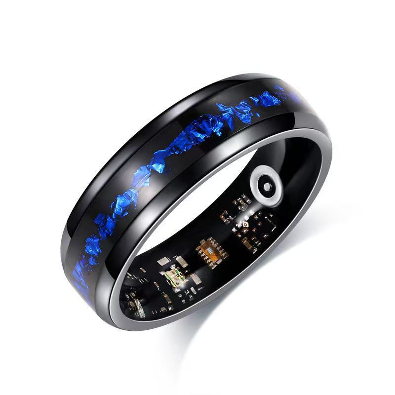 Blue Gold Foil Smart Ring: Luxury Design & Health Tracker