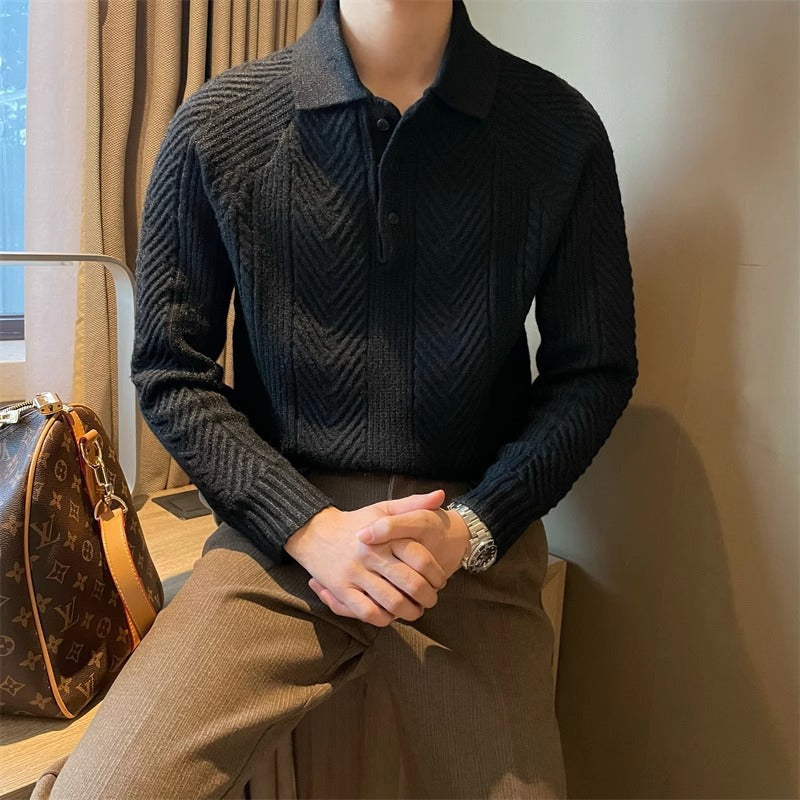 INSTOCK-Men's Polo Knitwear Sweater  Business Casual Long Sleeve