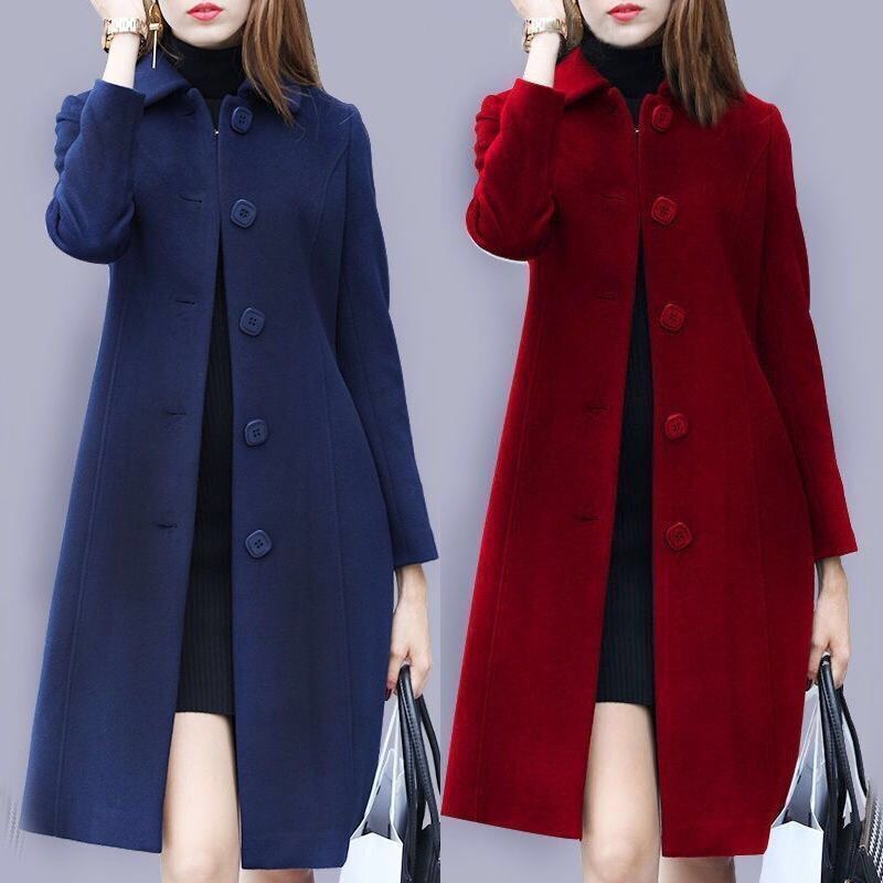 British Style Women's Slim Woolen Coat