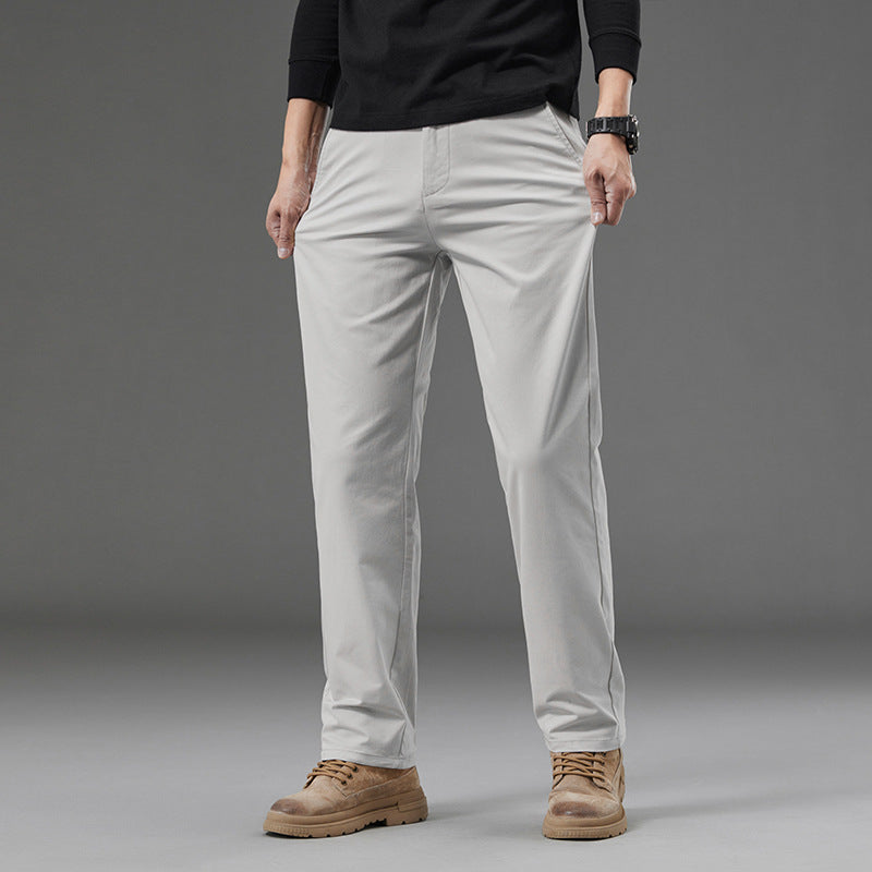 Men’s Plaid Cotton Pants – Slim Fit Straight-Leg Casual