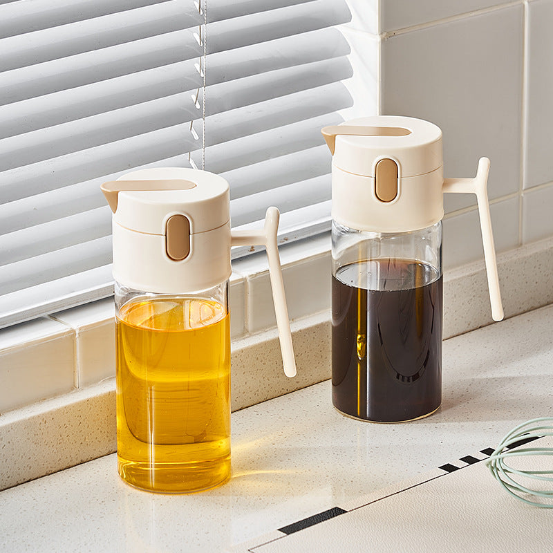 Borosilicate Glass Auto Oil & Vinegar Bottle – Gravity-Free
