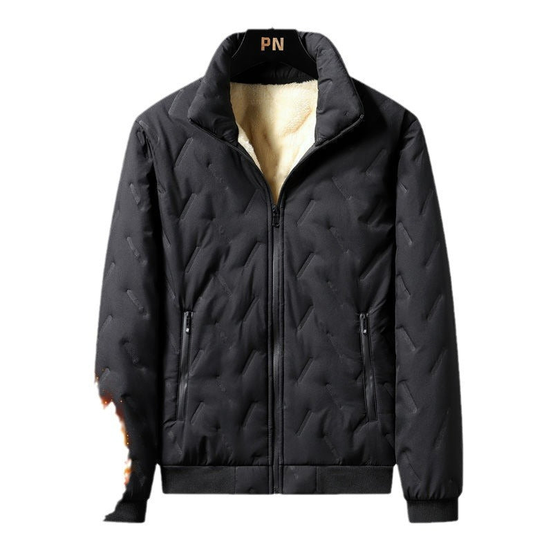 STOCK-Men’s Lambskin Cotton Jacket – Plush Windproof Winter Coat