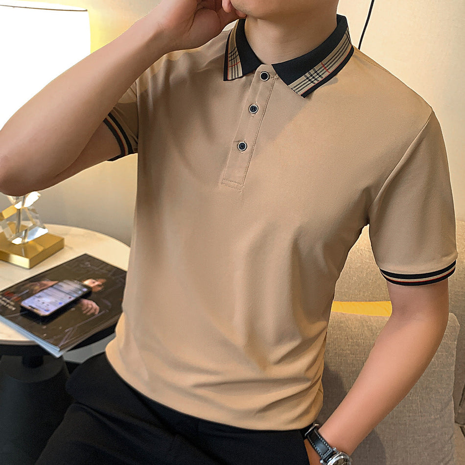 Cotton Polo Shirt – Trendy Lapel Half Sleeve for Men