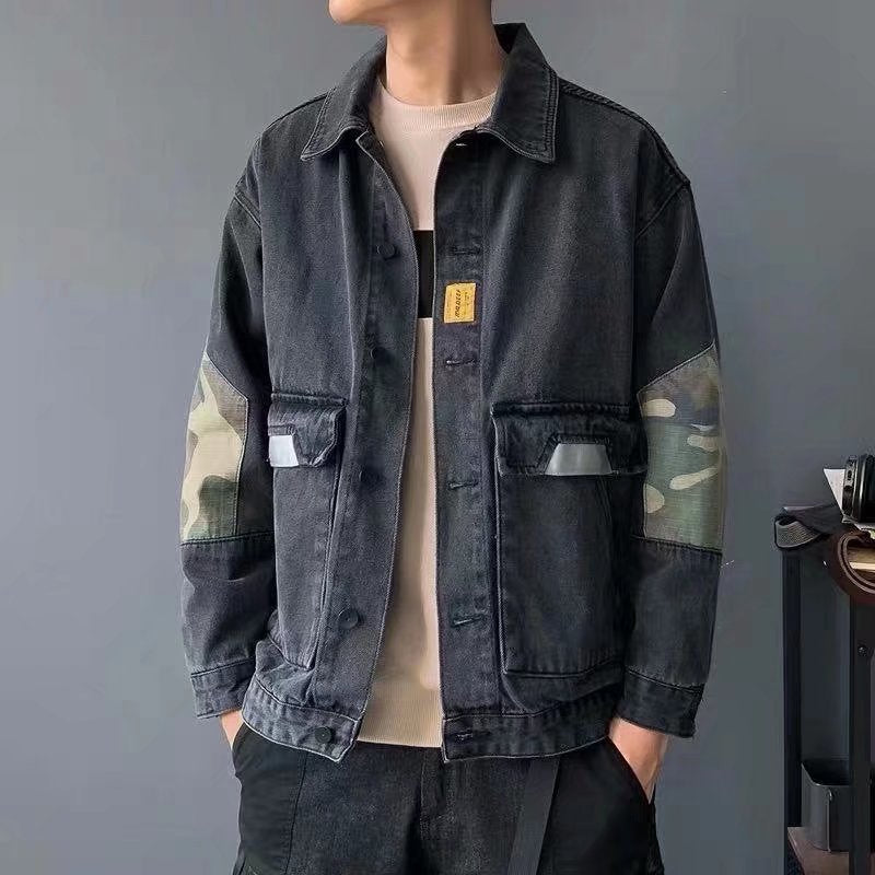 Men's Camouflage Denim Jacket Autumn Loose Casual Workwear