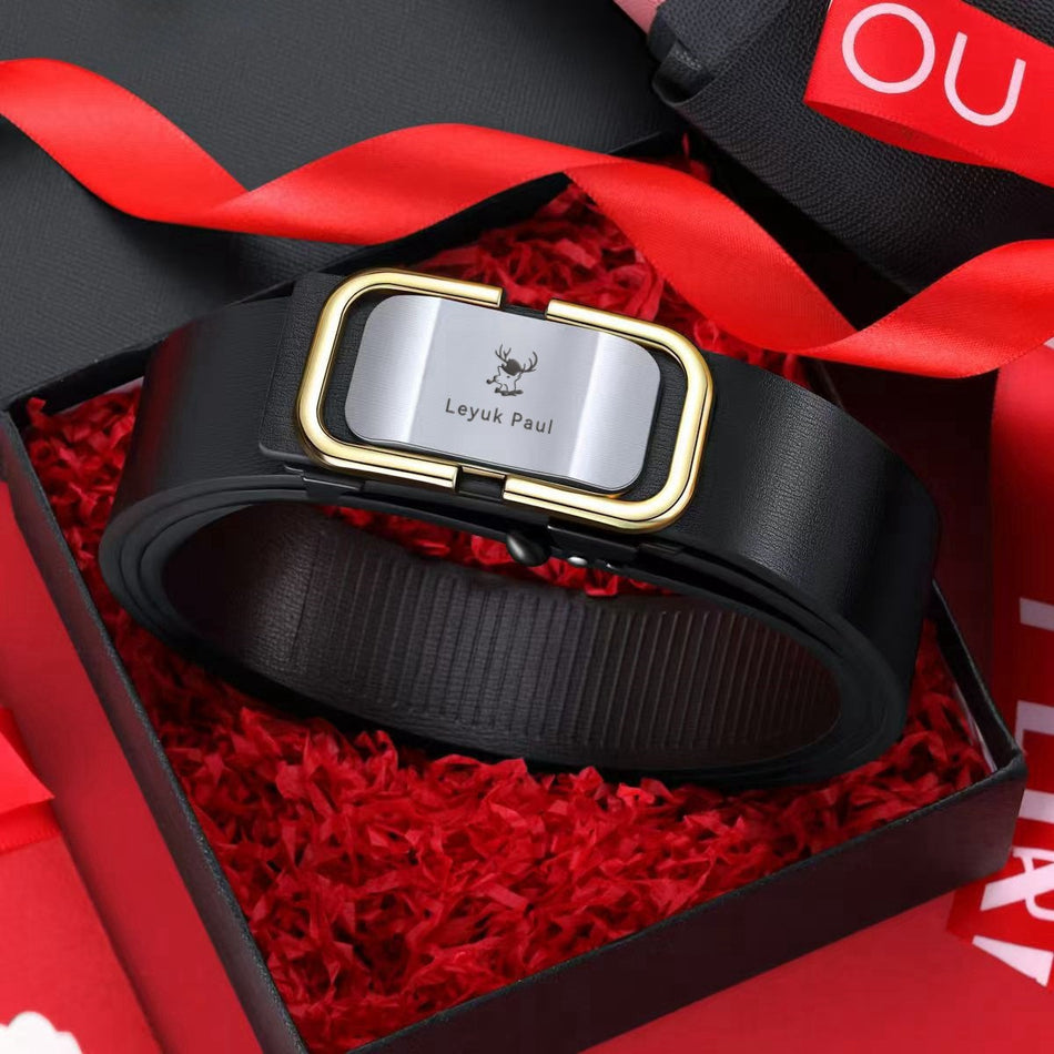 INSTOCK-Men's new genuine leather automatic buckle belt