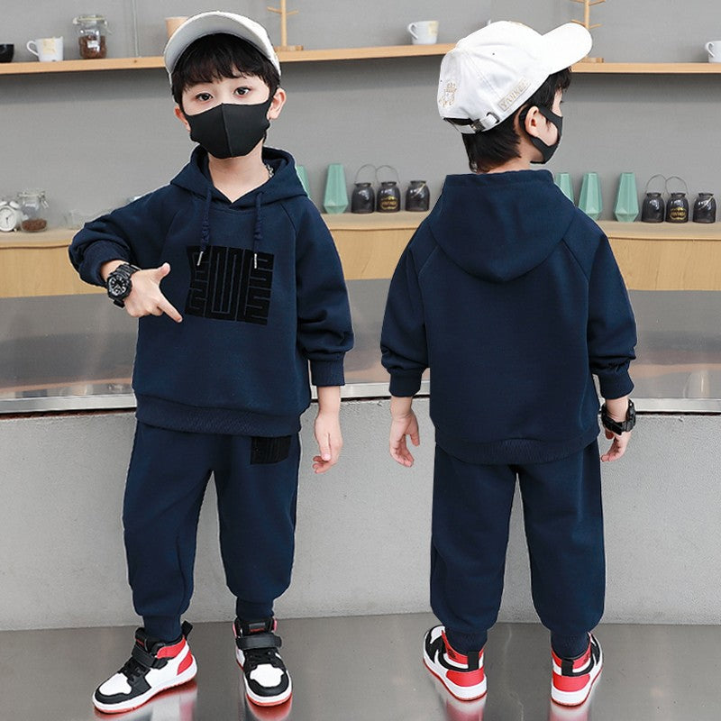 Boys’ Autumn 2025 Hooded Sweatshirt Two-Piece Set – Spring Autumn Kids Fashion Nepal | Tudoholic