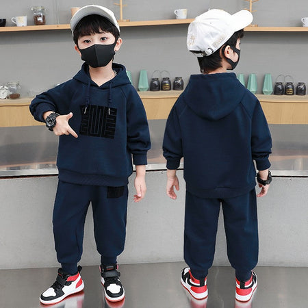 Boys’ Autumn 2025 Hooded Sweatshirt Two-Piece Set – Spring Autumn Kids Fashion Nepal | Tudoholic