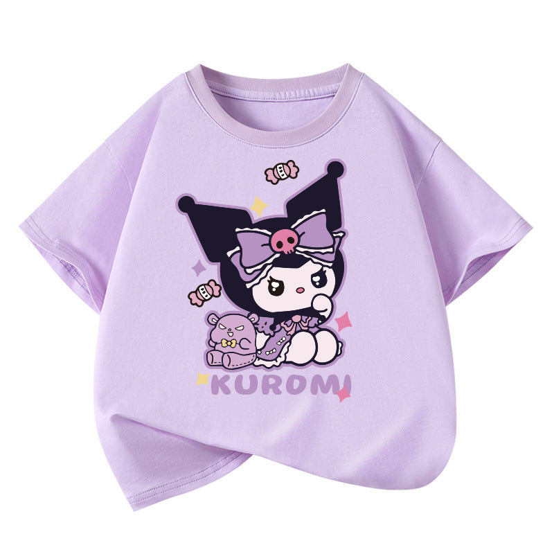 Girls Summer Cotton T-Shirt Loose Half-Sleeve Top