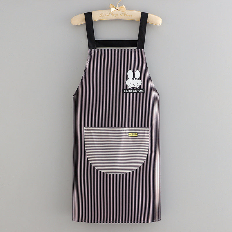 Waterproof Cartoon Striped Kitchen Apron – Customizable