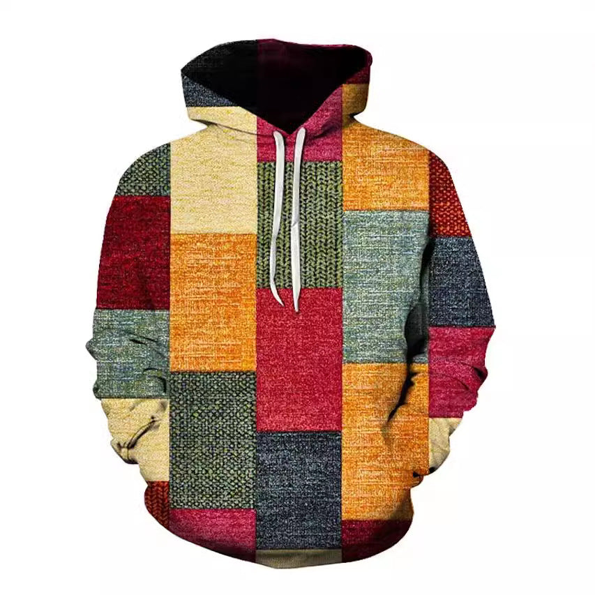 Men’s Plaid Hoodie | Hot Sale 3D Digital Print Casual Sweater