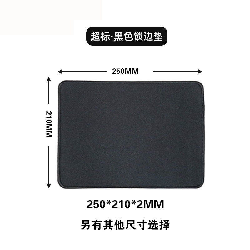 Black Gaming Mouse Pad with Non-Slip Base & Stitched Edges