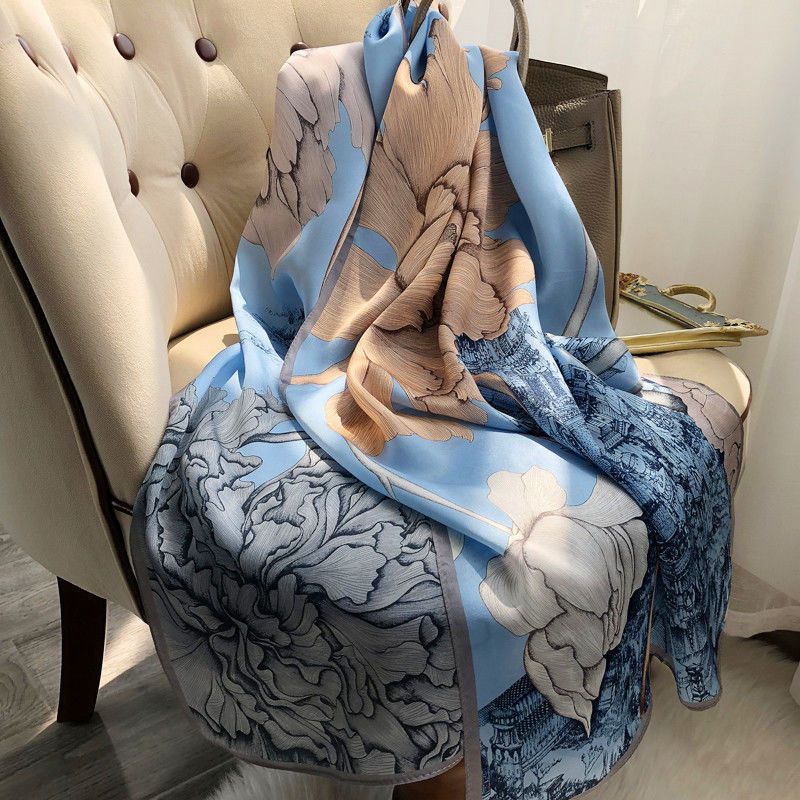 Printed Mulberry Silk Long Shawl Women