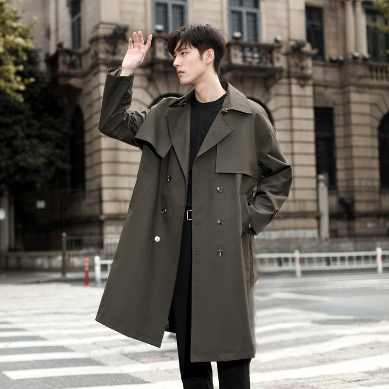 Men’s Korean Style Loose Trench Coat – Plus Size