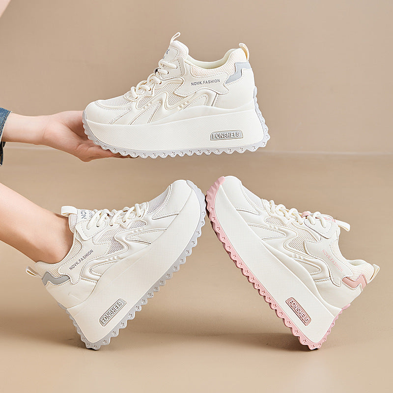 Breathable Thick-Soled White Dad Sneakers
