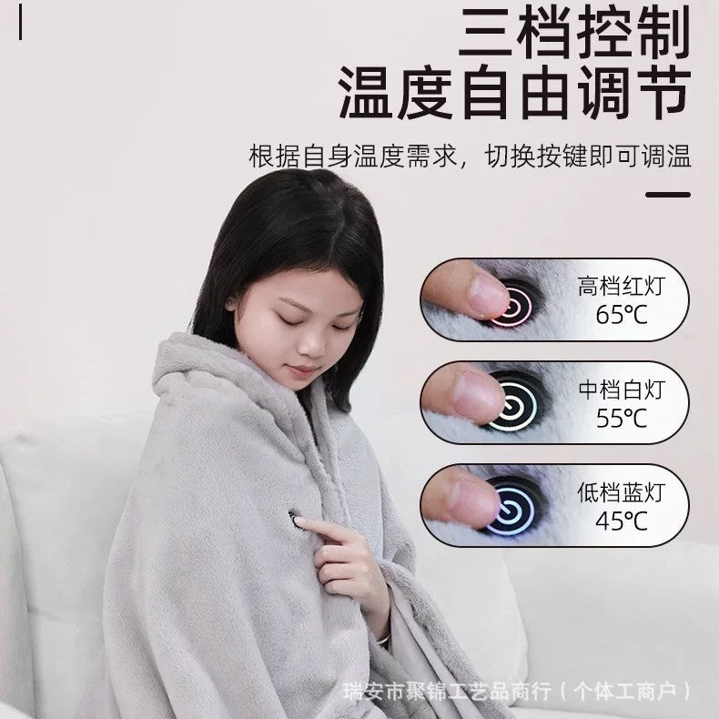 Rabbit Fur Electric Heating Shawl Smart Warming Blanket