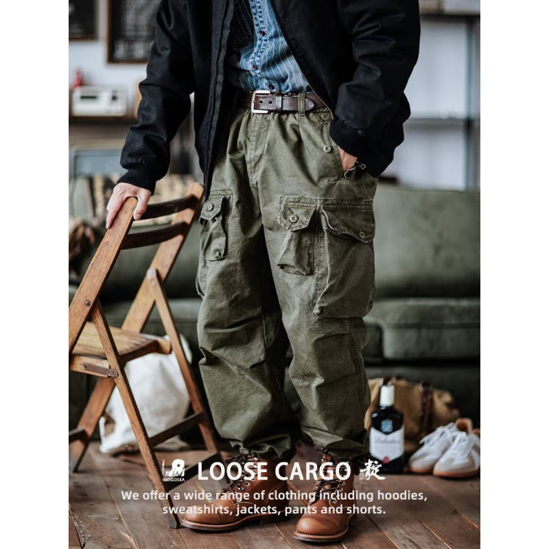 Men’s Multi-Pocket Overalls – Loose & Trendy Harem Pants