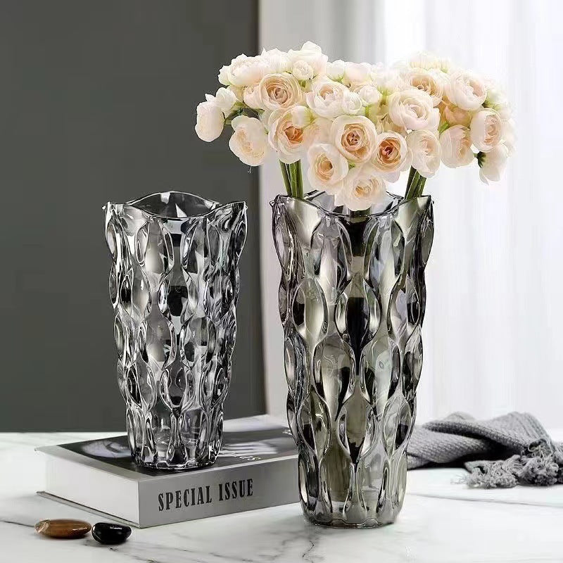 Bohemian Transparent Glass Vase for Hydroponic Flowers