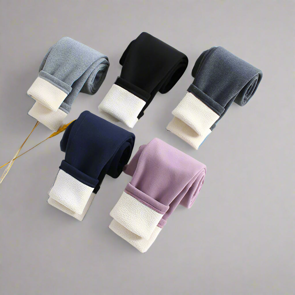 Girls’ Boneless Fleece Leggings – Winter Solid Color Pants