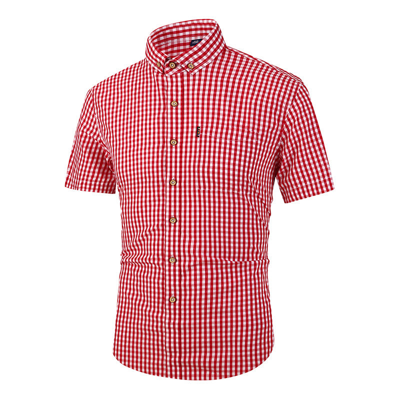 INSTOCK-Men’s Summer Plaid Cotton Shirt – Lightweight Casual Top
