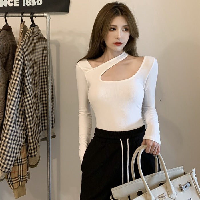 Halter Neck Slim-Fit Long Sleeve Base Top