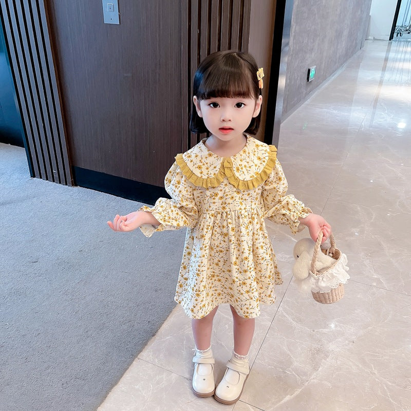 Girls Floral Lace Collar Dress Spring Autumn 2024 – Spring Autumn Kids Fashion Nepal | Tudoholic