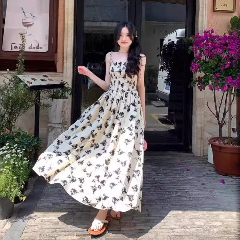 Floral French Sling Dress – Slimming Beach Style