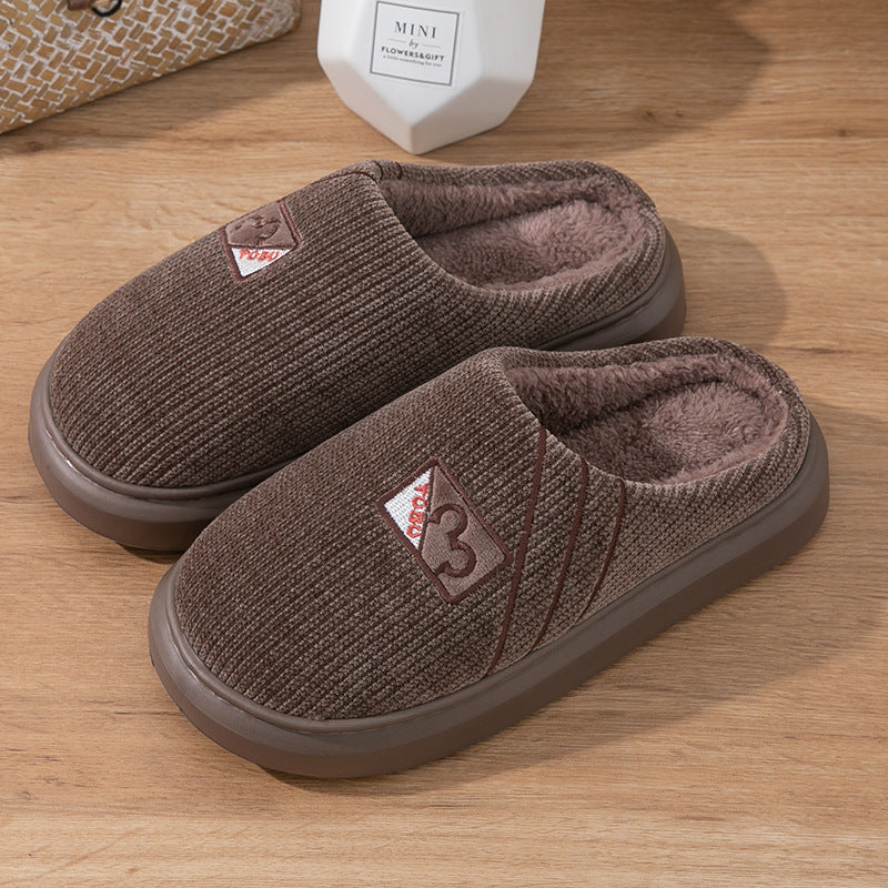 Men’s Autumn & Winter Cotton Slippers – Warm Non-Slip Indoor