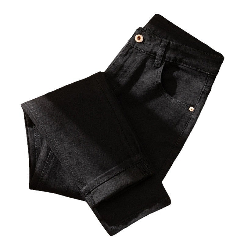 Men’s Black Fleece-Lined Slim-Fit Winter Jeans