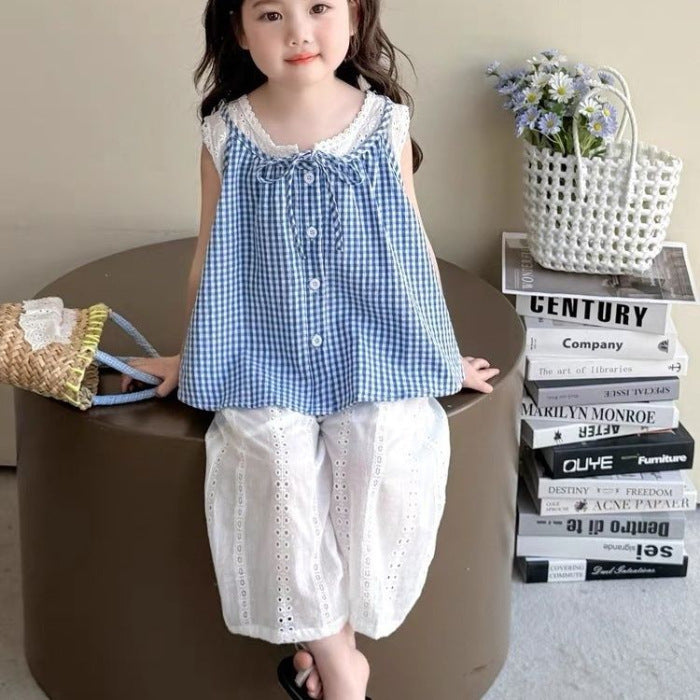 Girls Korean Style Plaid Two-Piece Set – Baby & Children's Outfits – Image 6