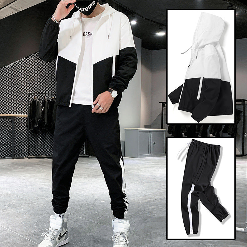 Men’s Korean-Style Sports Suit – Trendy Two-Piece Jacket Set
