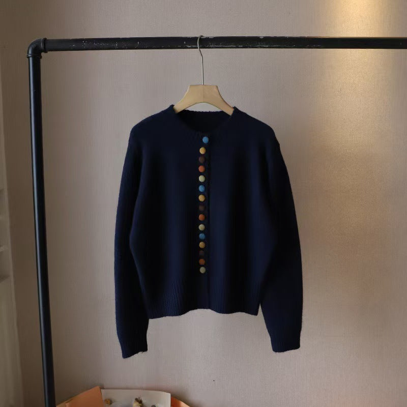 Korean-Style Wool Blend Cardigan